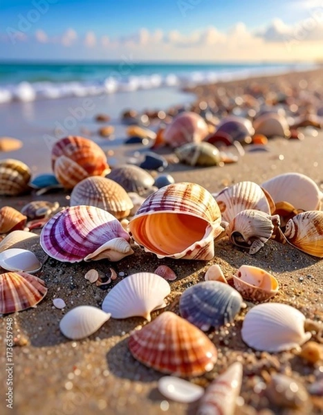 Obraz Seashells on sandy beach