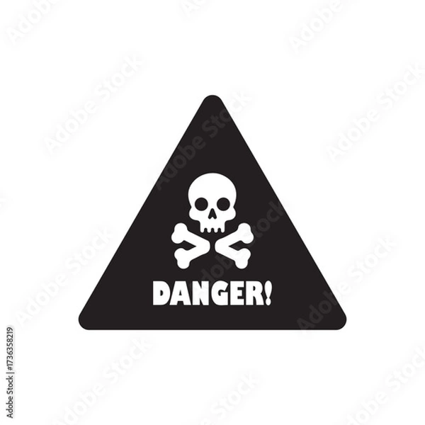 Fototapeta Skull and Crossbones, Poison Hazard Warning Sign,triangular warning sign with a black skull and crossbones, vector illustration eps 10.