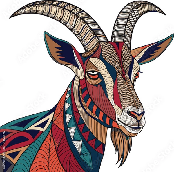 Fototapeta vector illustration of a goat