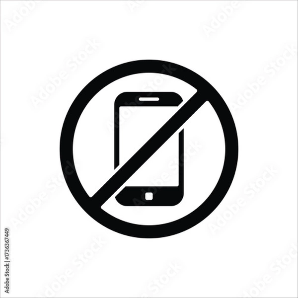 Fototapeta No phone icon. No smartphone symbol Vector illustration for web design. Isolated on a white background.