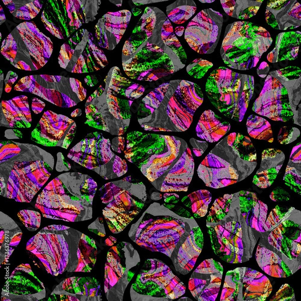 Fototapeta Modern dark fashion pattern seamless pattern with stylized bio structure for textile