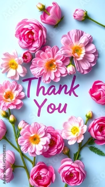 Obraz flowers arranged artfully with a heartfelt thank you message on a background