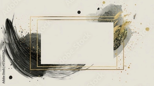 Fototapeta Blank Minimalist Decorative Border Template for White Background