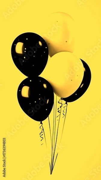 Obraz and balloons with confetti for celebration and decoration at event