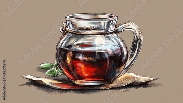 Fototapeta A mason jar full of homemade jam rotates slowly, displaying its rich colors and inviting texture under soft lighting