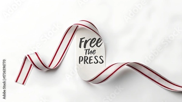 Fototapeta Ribbon with free the press text isolated on white background, concept