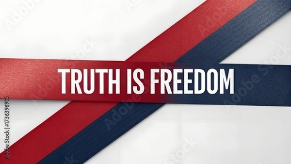 Fototapeta Ribbon with truth is freedom text isolated on white background, concept
