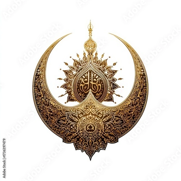 Obraz Intricate geometric design featuring Islamic motifs with a gold color scheme