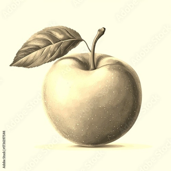 Obraz Fresh apple with a leaf resting on a background, ready for autumn harvest celebrations
