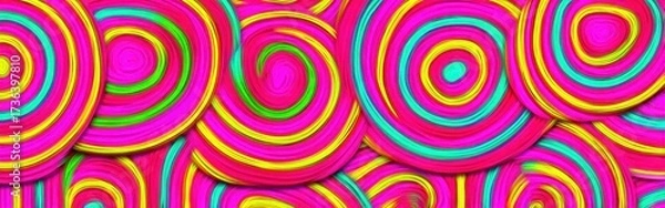 Fototapeta Vivid wrappers swirl together in colorful patterns, creating a hypnotic effect that draws the viewer's attention