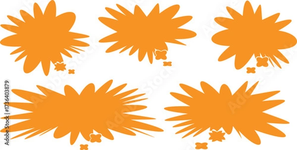Fototapeta Bright Orange and Yellow Floral Pattern Vector Illustration – Decorative Nature Symbols and Seasonal Art Elements Set