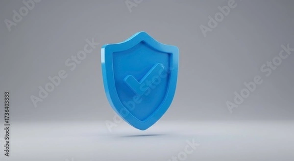 Fototapeta Blue Shield with Checkmark Symbolizing Security Assurance and Data Protection  Digital Age