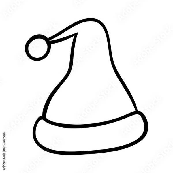 Fototapeta Vector Santa Claus Hat outline icon doodle sketch 