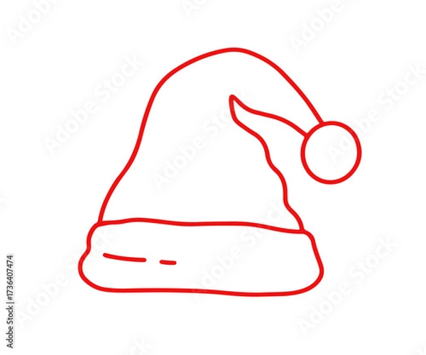 Fototapeta Vector Santa Claus Red Hat outline icon sketch 