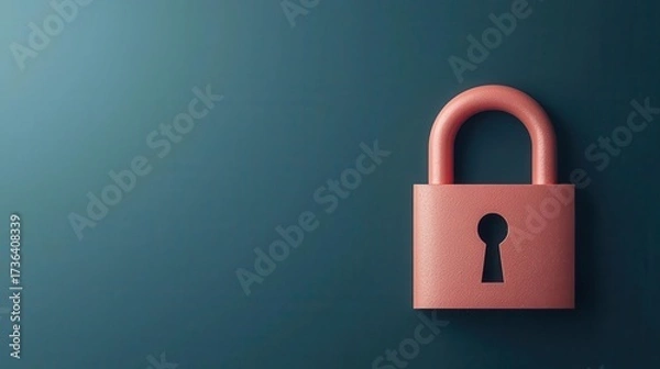 Fototapeta Floating padlock icon with thin network lines, minimalist cybersecurity concept