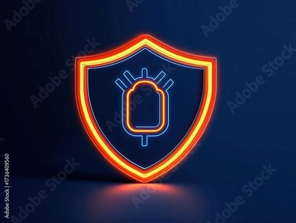 Fototapeta Thin outline of shield blocking malware icon, clean cybersecurity idea