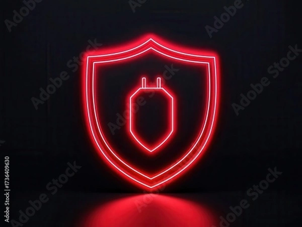 Fototapeta Thin outline of shield blocking malware icon, clean cybersecurity idea
