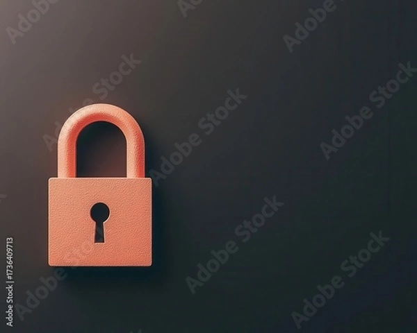Fototapeta Minimal password management concept with glowing dots and padlock