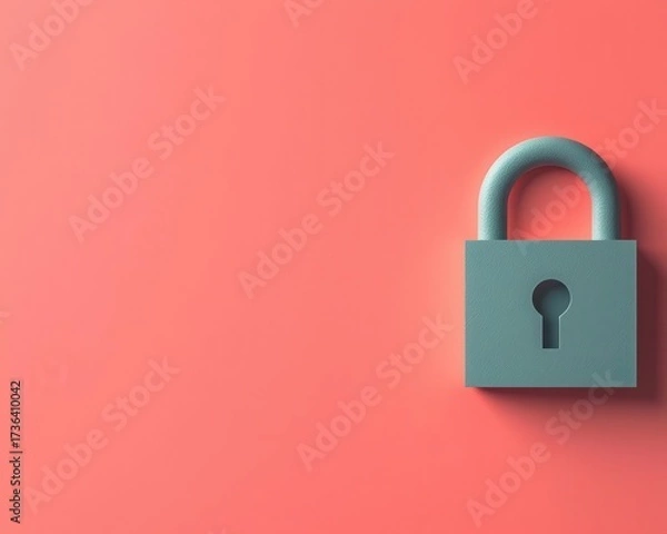 Fototapeta Minimal password management concept with glowing dots and padlock