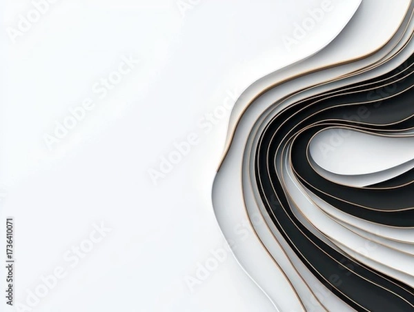Fototapeta Thin lines forming abstract cybersecurity layers on white background