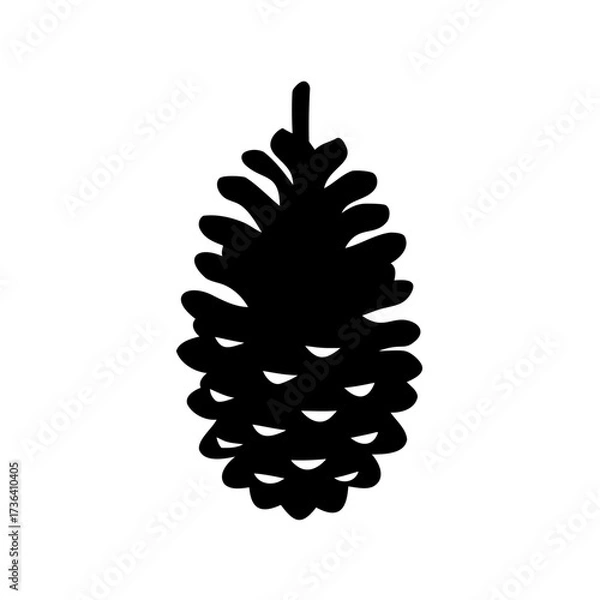 Fototapeta Simple Black and White Illustration of a Pinecone with Defined Edges