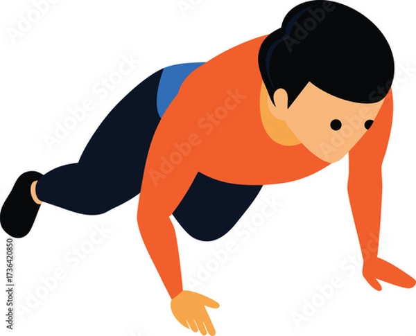 Fototapeta Man performing push up exercise silhouette