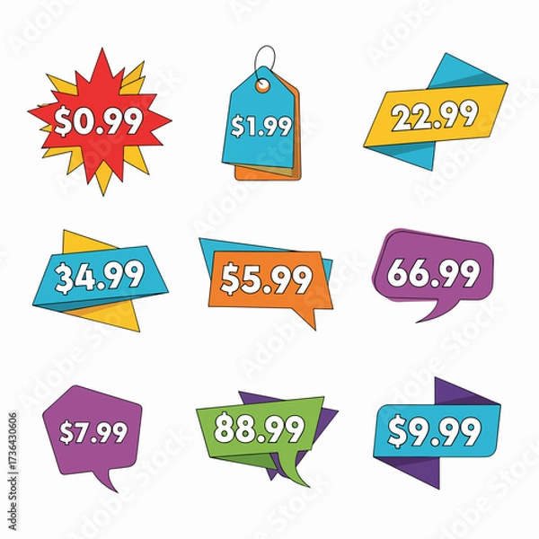 Fototapeta Price tags, element set on transparent background