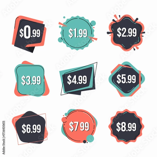 Fototapeta Price tags, element set on transparent background