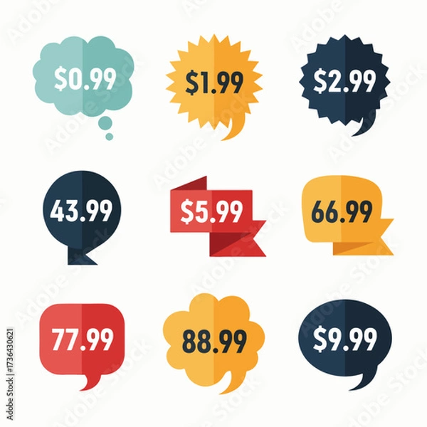 Fototapeta Price tags, element set on transparent background