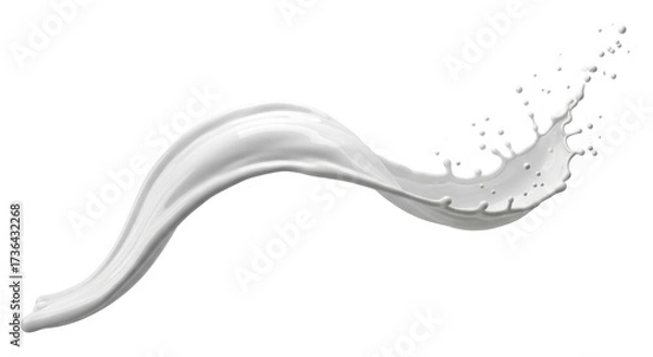 Obraz Isolated milk splash with droplets against neutral backdrop for creamy refreshment visuals
