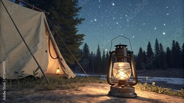 Fototapeta camping in the mountains