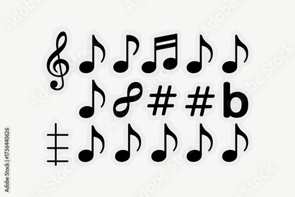 Fototapeta Musical Notes Composition Decorative Design for Arts and Entertainment Projects and Music Education on White Background