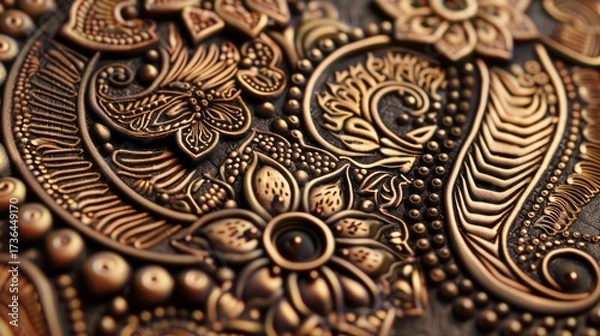 Fototapeta Detailed intricate henna design texture background