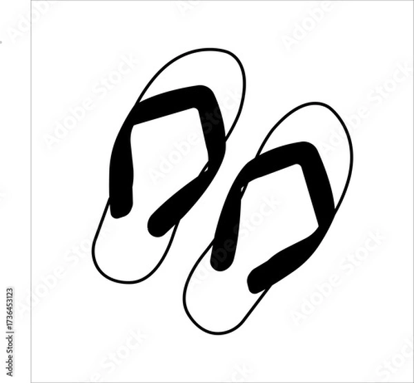 Obraz Flip-flops icon. Flip-flops vector icon design. Summer sandals outline symbol. Flip-flops isolated on a white background.