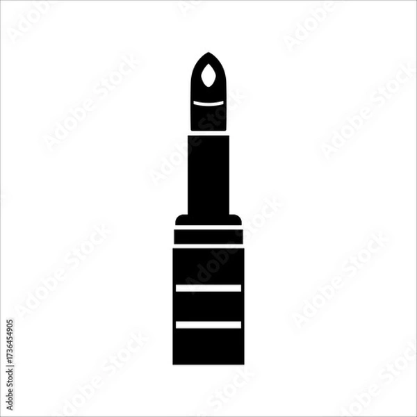 Obraz Lipstick icon in flat black solid vector
