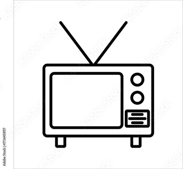Obraz Retro TV icon in flat style, black and white retro TV icon, Vector illustration of Retro TV icon for you design.