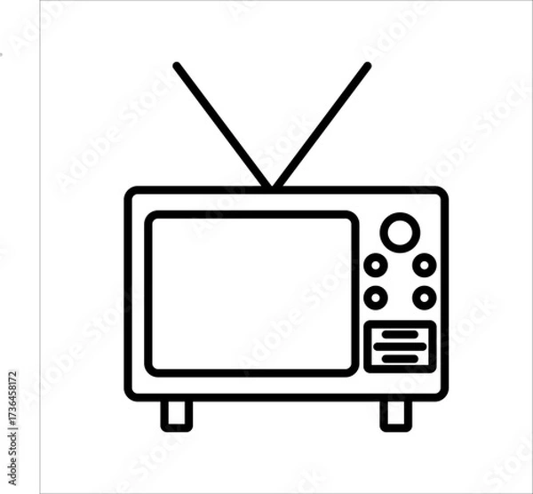 Obraz Retro TV icon in flat style, black and white retro TV icon, Vector illustration of Retro TV icon for you design.