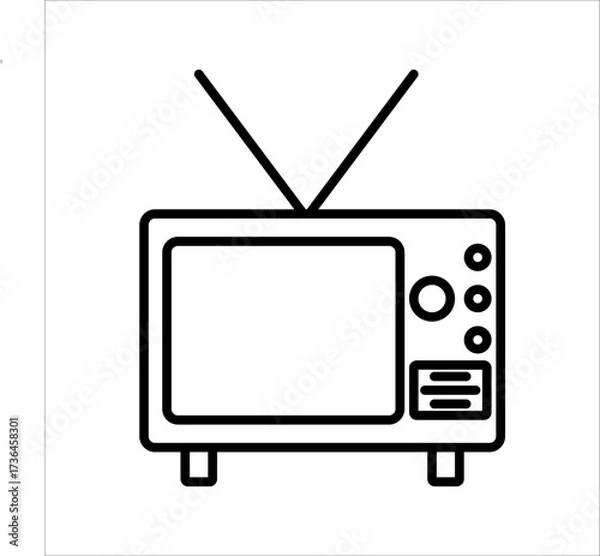 Obraz Retro TV icon in flat style, black and white retro TV icon, Vector illustration of Retro TV icon for you design.