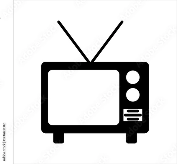 Obraz Retro TV icon in flat style, black and white retro TV icon, Vector illustration of Retro TV icon for you design.