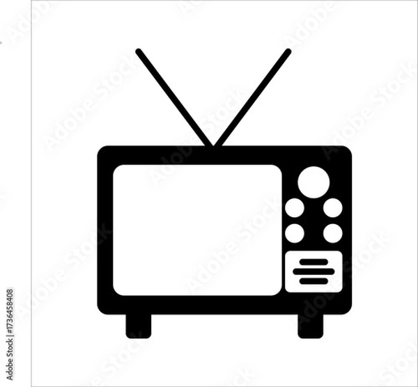 Obraz Retro TV icon in flat style, black and white retro TV icon, Vector illustration of Retro TV icon for you design.