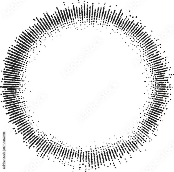 Fototapeta Round frame sketch hand drawn with radiating ink lines and dots — stock vector