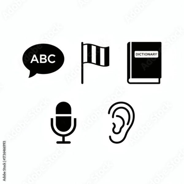 Obraz  Language Learning Icons Set on White