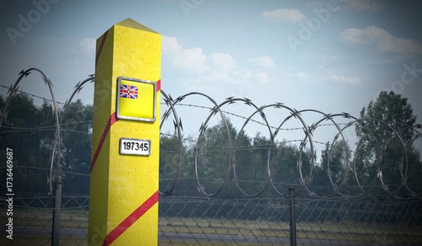 Fototapeta Border post with flag of Niue - 3D illustration
