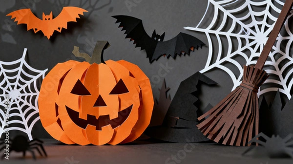Obraz halloween pumpkin and bats