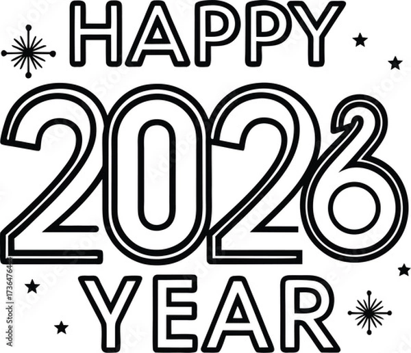 Obraz Adobe Illustrator Artwork Happy New Year of glitter gold fireworks 2026 Happy New Year Background Design. Vector Illustration.

