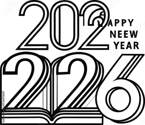 Obraz Adobe Illustrator Artwork Happy New Year of glitter gold fireworks 2026 Happy New Year Background Design. Vector Illustration.

