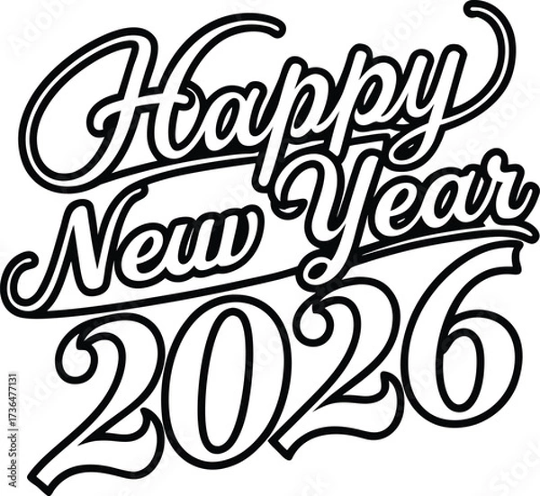 Obraz Adobe Illustrator Artwork Happy New Year of glitter gold fireworks 2026 Happy New Year Background Design. Vector Illustration.

