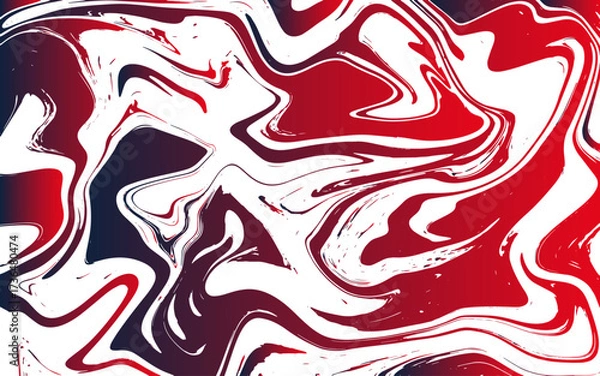 Fototapeta Abstract fluid art background featuring swirling red, black, and white marbled patterns. Liquid-like movement with organic waves and irregular textures molten lava or marbled paint.