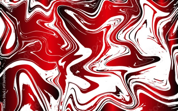 Fototapeta Abstract fluid art background featuring swirling red, black, and white marbled patterns. Liquid-like movement with organic waves and irregular textures molten lava or marbled paint.