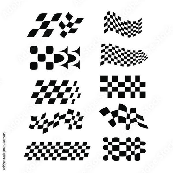 Fototapeta checkered racing flag vector, checkered racing flag set

